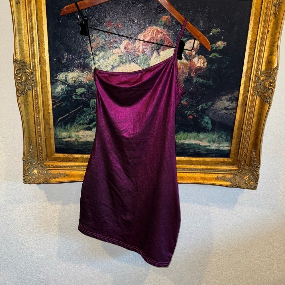 SUPERDOWN Revolve RUMER One Shoulder Purple Metallic Mini Party Dress Size S - Picture 3 of 6